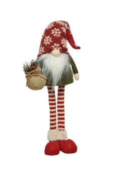 Athome Pavloudakis - Χριστουγεννιάτικος συνθετικός διακοσμητικός νάνος-gnome με πουγκί (18x12x74 cm)