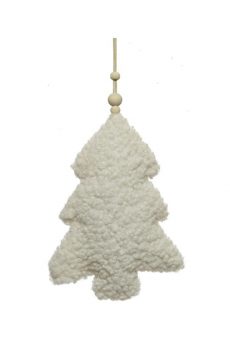 Athome Pavloudakis - Χριστουγεννιάτικο λευκό λούτρινο διακοσμητικό στολίδι δενδράκι 22 cm