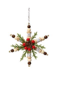 Athome Pavloudakis - Χριστουγεννιάτικο ξύλινη νιφάδα με καφέ λεπτομέρειες (12x4 cm)