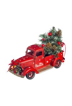 Athome Pavloudakis - Χριστουγεννιάτικο διακοσμητικό κόκκινο αυτοκίνητο με δενδράκι  34x12x13 cm