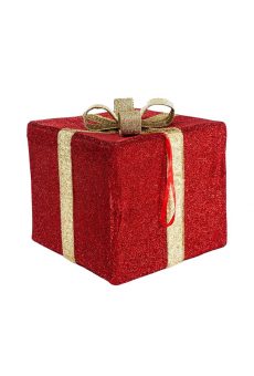 Athome Pavloudakis - Χριστουγεννιάτικο διακοσμητικό κουτί κόκκινο με χρυσό 40 cm
