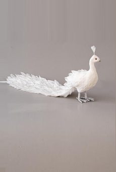 Athome Pavloudakis - Χριστουγεννιάτικο διακοσμητικό λευκό παγώνι με φτερά (80 cm)