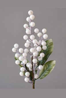 Athome Pavloudakis - Χριστουγεννιάτικο συνθετικό κλαρί με λευκούς καρπούς και φύλλα (35 cm)