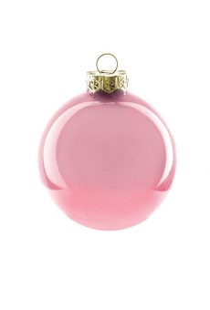 Athome Pavloudakis - Χριστουγεννιάτικη γυάλινη ροζ γυαλιστερή μπάλα 10 cm