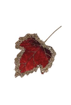 Athome Pavloudakis - Χριστουγεννιάτικο κόκκινο υφασμάτινο λουλούδι φύλλο (19 cm)