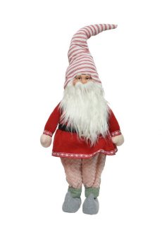 Athome Pavloudakis - Χριστουγεννιάτικος συνθετικός νάνος-gnome με ριγέ καπέλο και κόκκινη στολή 30x15x85 cm