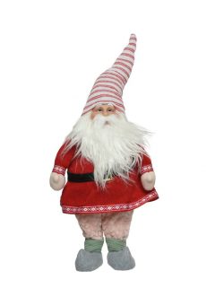 Athome Pavloudakis - Χριστουγεννιάτικος διακοσμητικός νάνος-gnome με ριγέ καπέλο (25x14x60 cm)