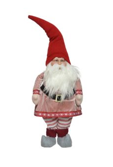 Athome Pavloudakis - Χριστουγεννιάτικος συνθετικός νάνος-gnome με ροζ τριανταφυλλί στολή  25x14x60 cm