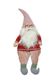 Athome Pavloudakis - Χριστουγεννιάτικος συνθετικός νάνος-gnome με ριγέ καπέλο (30x16x75 cm)