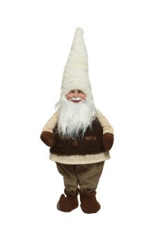 Athome Pavloudakis - Χριστουγεννιάτικος νάνος-gnome με καφέ στολή και  λευκό καπέλο (24x13x60 cm)