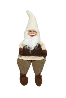 Athome Pavloudakis - Χριστουγεννιάτικος συνθετικός νάνος-gnome με καφέ στολή και λευκό καπέλο 34x15x75 cm