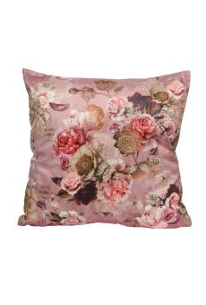 Athome Pavloudakis - Συνθετικό διακοσμητικό ροζ μαξιλάρι με λουλούδια (45x45 cm)