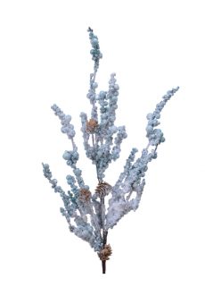 Athome Pavloudakis - Χριστουγεννιάτικο συνθετικό παγωμένο κλαρί με μπλε μπέρι (12x4x60 cm)