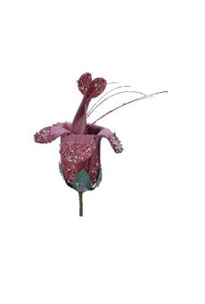 Athome Pavloudakis - Χριστουγεννιάτικο ροζ βελούδο συνθετικό λουλούδι 15x40 cm