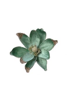 Athome Pavloudakis - Χριστουγεννιάτικο πράσινο συνθετικό λουλούδι μανώλια 20x5 cm