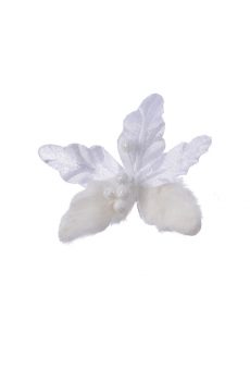 Athome Pavloudakis - Χριστουγεννιάτικο χειμωνιάτικο λευκό συνθετικό λουλούδι πουανσέτια 12x2 cm