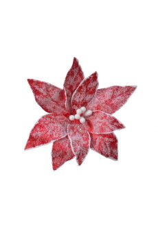 Athome Pavloudakis - Χριστουγεννιάτικο χειμωνιάτικο λευκό συνθετικό λουλούδι πουανσέτια 29x6 cm