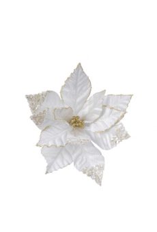 Athome Pavloudakis - Χριστουγεννιάτικο λευκό συνθετικό λουλούδι πουανσέτια 27x5 cm