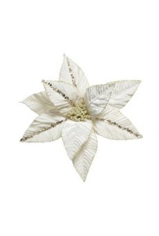 Athome Pavloudakis - Χριστουγεννιάτικο λευκό συνθετικό λουλούδι πουανσέτια 32x5 cm