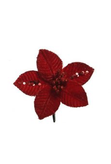Athome Pavloudakis - Χριστουγεννιάτικο κόκκινο χριστουγέννων συνθετικό λουλούδι πουανσέτια 10x2 cm