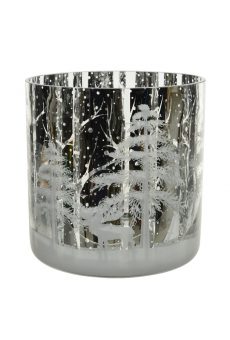 Athome Pavloudakis - Χριστουγεννιάτικο ασημί γυάλινο βάζο με δένδρο 15x15 cm