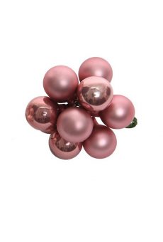 Athome Pavloudakis - Χριστουγεννιάτικη γυάλινη μπάλα ροζ μεταλλικό-ματ 2 cm Σετ 10 τμχ