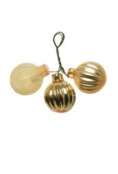 Athome Pavloudakis - Χριστουγεννιάτικη γυάλινη μπάλα χρυσό 3 cm με σχέδια Σετ 3 τμχ