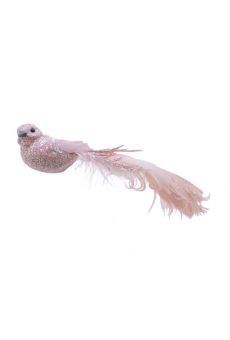 Athome Pavloudakis - Χριστουγεννιάτικο ροζ αφρού στολίδι πουλί με κλίπ 4 cm