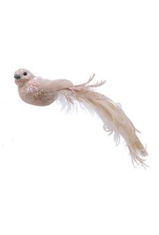 Athome Pavloudakis - Χριστουγεννιάτικο ανοικτό ροζ αφρού στολίδι πουλί με κλίπ 4 cm