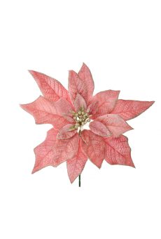 Athome Pavloudakis - Χριστουγεννιάτικο ροζ υφασμάτινο λουλούδι πουανσέτια 22 cm