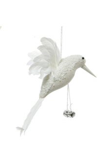 Athome Pavloudakis - Χριστουγεννιάτικο λευκό συνθετικό στολίδι πουλί 4