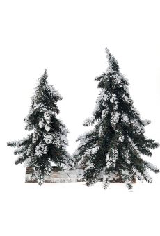 Athome Pavloudakis - Χριστουγεννιάτικο διακοσμητικό πράσινο παγωμένο διπλό δεντράκι σε βάση 40 cm