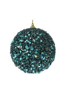 Athome Pavloudakis - Χριστουγεννιάτικη συνθετική μπάλα με σμαραγδί πούλιες 8 cm