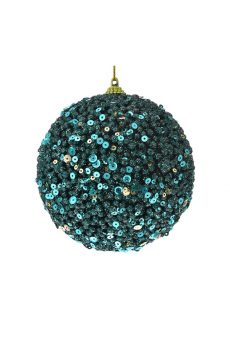Athome Pavloudakis - Χριστουγεννιάτικη συνθετική μπάλα με σμαραγδί πούλιες 10 cm