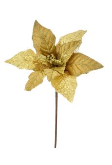 Athome Pavloudakis - Χριστουγεννιάτικο χρυσό υφασμάτινο λουλούδι πουανσέτια 65 cm