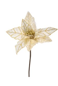 Athome Pavloudakis - Χριστουγεννιάτικο λευκό υφασμάτινο λουλούδι πουανσέτια 65 cm