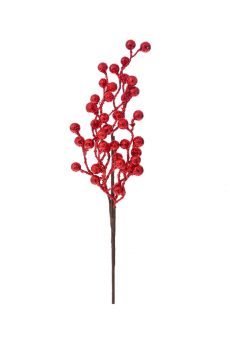 Athome Pavloudakis - Χριστουγεννιάτικο κόκκινο glitter συνθετικό κλαρί μπέρι 40 cm