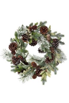 Athome Pavloudakis - Χριστουγεννιάτικο στεφάνι στολισμένο πράσινο έλατο με κουκουνάρια 20 cm