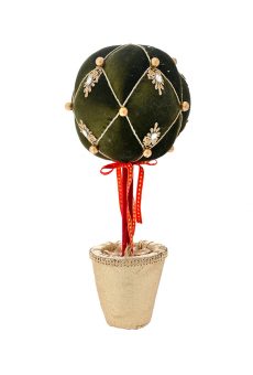 Athome Pavloudakis - Χριστουγεννιάτικο διακοσμητικό λευκή γλάστρα με μπάλα 51 cm