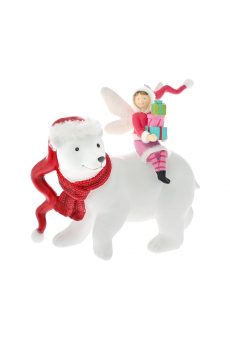 Athome Pavloudakis - Χριστουγεννιάτικο διακοσμητικό λευκή αρκούδα με νεράιδα 22x11x19 cm
