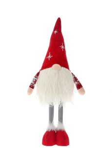 Athome Pavloudakis - Χριστουγεννιάτικος υφασμάτινος  νάνος-gnome με κόκκινο καπέλο 20x43 cm