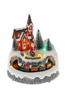 Athome Pavloudakis - Χριστουγεννιάτικο σπίτι με τραίνο 20x17x20 cm μπαταρίας