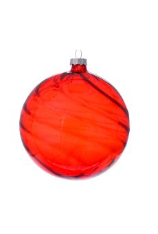 Athome Pavloudakis - Χριστουγεννιάτικη διάφανη γυάλινη κόκκινη μπάλα (8 cm)