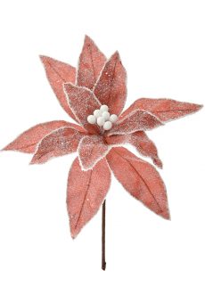 Athome Pavloudakis - Χριστουγεννιάτικο ροζ τριανταφυλλί συνθετικό λουλούδι πουανσέτια 25x33 cm