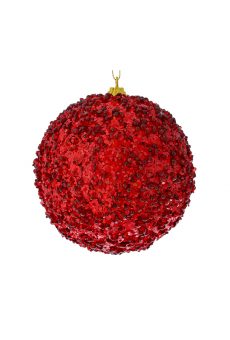 Athome Pavloudakis - Χριστουγεννιάτικη μπάλα αφρού με κόκκινες χάντρες 10 cm Σετ 4τμχ