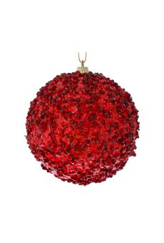 Athome Pavloudakis - Χριστουγεννιάτικη μπάλα αφρού με κόκκινες χάντρες 8 cm Σετ 6τμχ