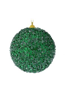 Athome Pavloudakis - Χριστουγεννιάτικη μπάλα αφρού με πράσινες χάντρες 10 cm Σετ 4τμχ