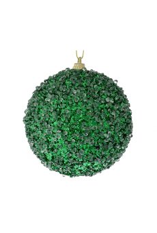 Athome Pavloudakis - Χριστουγεννιάτικη μπάλα αφρού με πράσινες χάντρες 8 cm Σετ 6τμχ