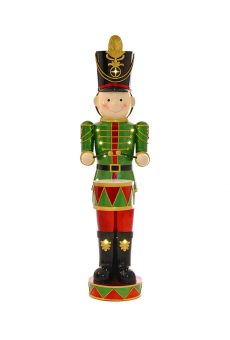 Athome Pavloudakis - Χριστουγεννιάτικο πράσινο στρατιώτης παιδί LED λευκό τύμπανο 28x23x106 cm μπαταρίας