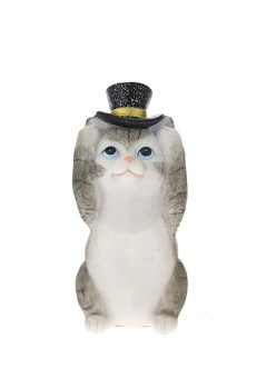 Athome Pavloudakis - Χριστουγεννιάτικη διακοσμητική γκρι polyerisn γάτα με καπέλο (17x6x11 cm)